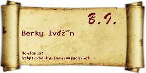 Berky Iván névjegykártya