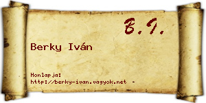 Berky Iván névjegykártya